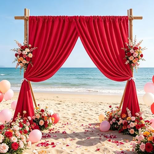 Red Backdrop Curtains 20ftx10ft Christmas Polyester Photo Drapes by SoarDream