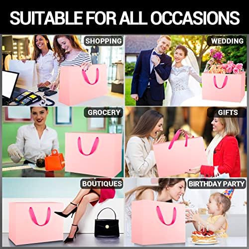 EUSOAR Extra Large Pink Gifts Wrap Bags, 30 Pack 16x6x12 inches Shopping Bags with Handles Bulk, Retail Wrapping Bags for Wedding, Craft Grocery, Boutique, Party Favor, Business - Image 5