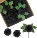 100Pcs Black Artificial Flowers Realistic Roses, Real Looking Fake Roses with Stem for DIY Wedding Bouquets Centerpieces Bridal Shower Party Home Romantic Decorations (Black, 100pcs) by BringmoreJoyinyourlife