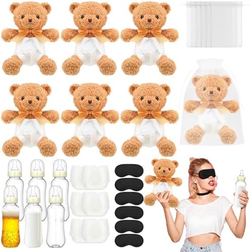 6 Sets Bottle Chug Bear Baby Shower Games Brown Bear by Yearntown