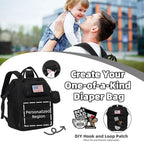 ROSEGIN Diaper Bag Backpack for Dad and Men, Large Travel Baby Bag with Changing Pad, Pacifier Case, Removable Flag Patch - Baby Shower Gifts - Shadow Black - Image 2