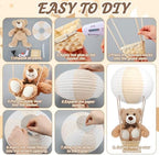 Sosation 6 Sets Hot Air Balloon with Bear Stick Glue Gun, White, Khaki - Image 4