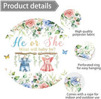 He or She Gender Reveal Background 10 x 8 ft Watercolor Flower Backdrop Large Boy or Girl Banner Newborn Baby Shower Baptism Kids Birthday Photography Props Decoration Polyester - Image 4