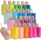 qiqee Small Mulit Color Gift Paper Bag with Handles Bulk for Rainbow Party - 8.3"x6"x3. 15" 100Pcs by Qiqee