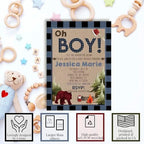Amanda Creation Custom Baby Shower Invites Blue Lumberjack Baby Shower Invitations 20 5x7 Custom Personalized Invites With Envelopes - Image 2