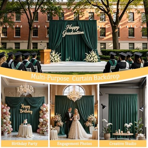 20FT x 10F Blackish Green Backdrop Curtain for Parties, Polyester Curtain Backdrop with Rod Pockets,Photography Photo Booth Backdrop for Wedding,Film Sets,Formal Occasions, Birthday Decoration - Image 4