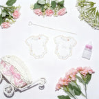 2 Pack Baby Carriage for Baby Shower Centerpiece Table with Wicker Stroller Bottle Bear Cards Rattan Artificial Rose Hydrangea Baby's Breath Floral Card Holder Decoration(Pink，16pcs) - Image 5