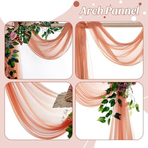 Pack of 2 Wedding Arch Drape Panel Fabric 30" x 75ft - Coral Peach - Image 5