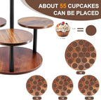 4 Tier Round Cupcake Tower Stand for 50 Cupcakes, 360° Rotating Wood Cake Stand with Tiered Trays, Farmhouse Cookie Stand for Dessert Table Display for Wedding Birthday Baby Shower Tea Party - Image 7