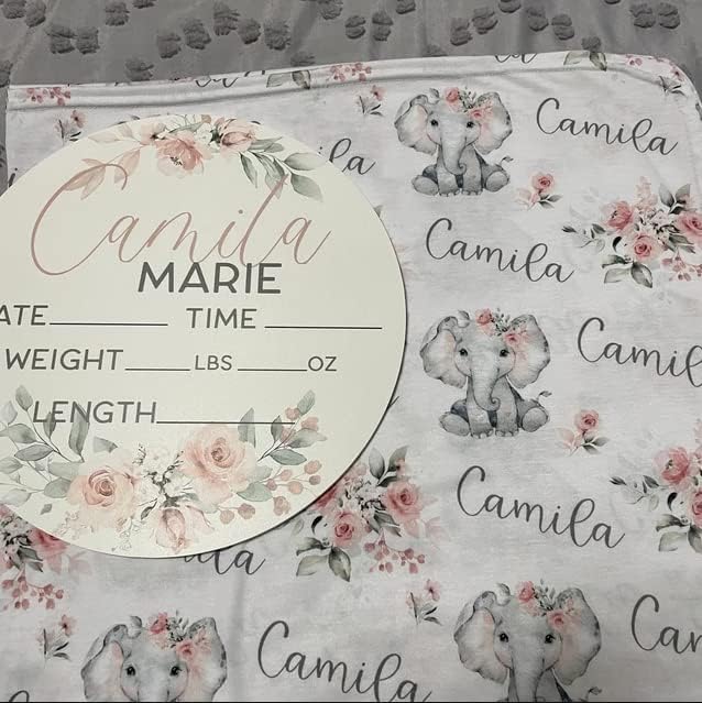 Birth Stat Sign Personalized for Newborn Baby | 12" Blush Pink Design | Crib & Nursery Decor, Photography Prop, Baby Shower Gifts, Gender Reveal, Pregnancy Announcement, Hickory Hollow Designs - Image 4