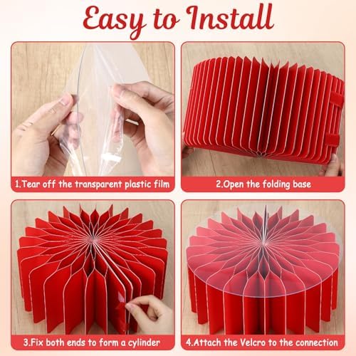 6Pcs Buffet Risers, Food Risers for Table, Foldable Cake Display Stands, Tall Cardboard Cupcakes Stand for Show Catering Desserts Jewelry Wedding Birthday Party Decoration (Glitter Red) - Image 6
