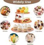 J JOYSAY Orange Pattern Acrylic Cupcake Stand 3 Tier Dessert Table Display Set Clear Cake Stands for Wedding Party Baby Shower Decorations Easy Assembly Pastry Tower - Image 5