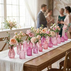 32 PCS Assorted Vintage Bud Vases, Colorful Glass Small Vases Bulk, for Centerpieces, Wedding Table Decor, Home Decorations & Gifts (Pink Seiris) - Image 4