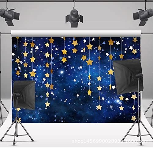 10x6ft Twinkle Twinkle Little Star Backdrops Navy Blue Galaxy Starry Night Gold Stars Photography Background for Adults Newborn Kids Birthday Baby Shower Party Decorations - Image 5