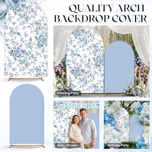 Mindsoft 2 Pcs Blue Flower Arch Cover Backdrop - Image 7