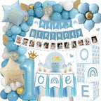 1st Birthday Decorations for Boy, Blue First Party Supplies Balloon Set by XOTOBO