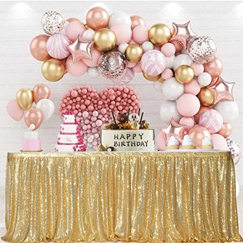 PartyDelight Gold Sequin Table Skirt 14ft Long x 30 Inch High by PartyDelight