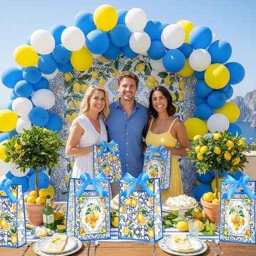 Geyoga 24 Pcs Party Clear Favor Bags with Handles, Capri Lemon - Image 6