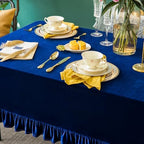 GLORY SEASON Velvet Tablecloth Luxurious Solid Rectangle Table Cloth,Oblong Retro Farmhouse Ruffle Tablecloths Washable Table Cover for Party Wedding Baby Shower Kitchen Dinning Tabletop Decoration - Image 6