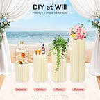 4 Pcs Foldable Cardboard Cylinder Stands – 15.7", 23.6", 31.5", 39.4" Tall Round Display Pedestals, 66 lbs Load Capacity, White Paper & PVC Party Centerpiece for Wedding Party Garden Event Decor - Image 4