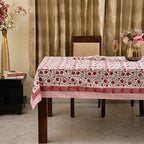 Ridhi Sangria Red Hand Block Print Cotton Tablecloth 160 x 72 Inch - Image 3