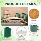 Baby Shower Prizes for Game Winners Baby Shower Games Prizes Ceramic Mugs with Metal Spoons Woven Coasters Notebooks Scented Candles Gift Bags Wedding Bridal Shower Favors for Guests (4, Green) - Image 5