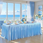 Wish Care Blue Satin Table Clothes for 6 Foot Rectangle Tables - 6FT Wrinkle Resistant Glitter Rectangle Tablecloths, Party Table Covers for Wedding Banquet, Baby Shower, Birthday, Holiday Dinner by WishCare