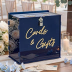 BreezeHug Navy Blue Acrylic Wedding Card Box with Slot and Lock, Graduation Money Gift Box with DIY Letters cards Gifts/Thank You Letters, Funeral, Quinceanera, Retirement Birthday (Medium) by Unknown