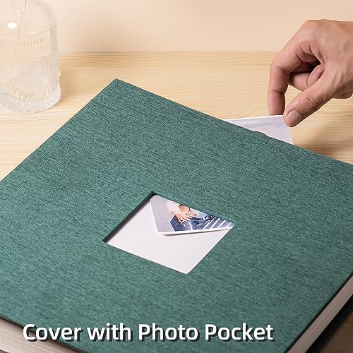HoneyTolly Large Photo Album Self Adhesive, DIY Scrapbook Album for 600 Photos, 13"x12.6" 120 Pages Linen Cover Memory Book(Dark Green) - Image 5