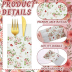 Potchen 100 Pcs Linen Feel Napkins Disposable, Vintage Rose Floral - Image 4