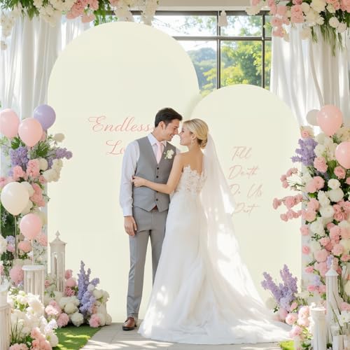 Beige and Purple Arch Cover 2 Set-7.2FT, 6FT Arch Backdrop Cover Spandex Fitted Wedding Arch Stand Covers for Bridal Shower Wedding Baby Shower Birthday Party Ceremony Photo Background Decorations - Image 4