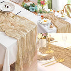 Sand 20 Pack 10FT Cheesecloth Table Runner 20 x 120 Inch Long Rustic Gauze Cheese Cloth Table Runner for Wedding Bridal Baby Shower Table Decorations Boho Fabric Sheer Birthday Party Table Decor - Image 6
