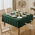 Wish Care Hunter Green Spandex Tablecloths for 54x54 Inch Square Tables, Stretch Fitted Table Clothes with Pleated Ruffle Skirt for 54” Table, Wrinkle Free and Elastic, for Party Kitchen Home Dining by WishCare