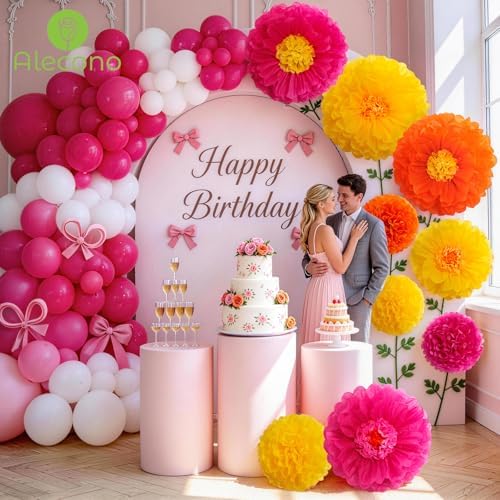 Alecono 9 Pcs Giant Paper Flowers Decorations for Wall (24", 20", 14") - Image 6