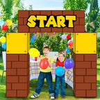 Super Theme Party Decorations Cardboard Playhouse Large Paper Boxes Super Playhouse Adventure Games Kit Big Party Boxes Castle with Arch Brother Adventure Decor for Baby Shower Gamer Birthday Favors - Image 6