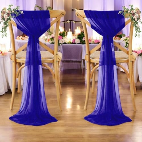 MDS Pack of 100 Chiffon Chair Sashes for Wedding & Event Décor - Royal Blue - Image 6