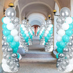 2 Sets Adjustable Balloon Column Stand Kit with Bases（Teal Blue Silver） - Image 6