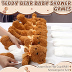 Seenelling 6 Sets Bear Diaper Changing Baby Shower Game Kit, Tan - Image 2
