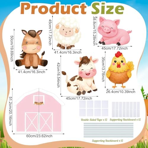 6 Pcs Large Farm Animal Cardboard Cutouts Party Decoration - Image 3
