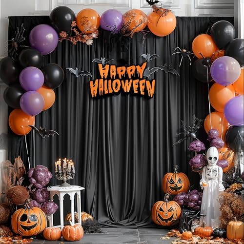 10x10ft Black Backdrop Curtains for Wedding Parties Wrinkle Free Black Curtains Photo Backdrop Drapes for Photography Birthday Baby Shower Soft Fabric Party Backgournd for Photoshoot 5x10ft, 2 Panels - Image 7