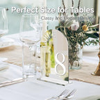 Mirror Arched Wedding Table Numbers 1-15 with Stands, 5"x7" Double-sided Letter, Acrylic Wedding Signs Centerpiece Decoration for Wedding Reception Party (Silver, Table Numbers 1-15) - Image 4