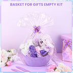 10PACK Purple Baskets for Gifts Empty, 12"x 8"x 5" Woven Gift Baskets with Gift Bags and Bows, Empty Gift Baskets for Christmas, Baby Gift Basket for Nursery, Shelf Small Storage Basket with Handles - Image 4