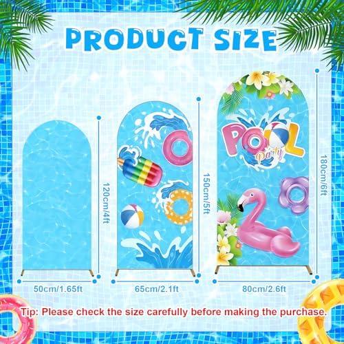 3 Pcs Pool Party Arch Backdrop Stand Cover Summer Pool Hawaiian Theme Cover - Image 2