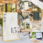 Floroom 12 Pack 5x7 Inch Clear Acrylic Sign Holders, Gold Border Double-Sided Vertical Picture Frames & Display Stands for Table Numbers, Photos, Menus, Flyers, Weddings, Parties & Events - Image 5