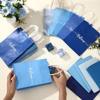 Kolldenn 50 Set Gradient Blue Small Welcome Gift Bags Bulk & Tissue Paper - Image 5