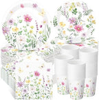 Wildflower Party Decorations, Paper Plates Napkins Cups Serve 50,Watercolor by Ziliny