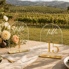 Table Numbers 1-15, 5.5" x 7" Gold Acrylic Signs, Wedding Reception Decor by SusuWedding