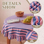Tudomro Striped Tablecloth, Round, Peony, Slate Blue, 60'' X 60'' - Image 3
