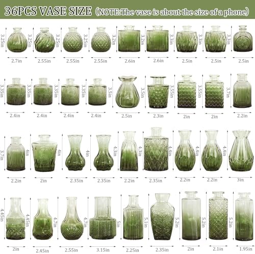 Set of 36 Glass Bud Vases Small Flower Vases for Centerpieces(Green) - Image 2
