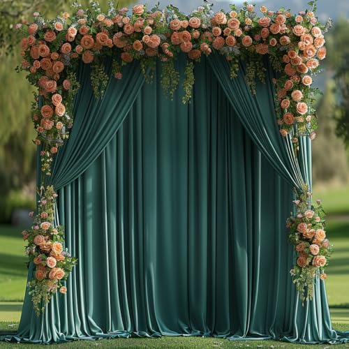 20x10ft Wrinkle Free Hunter Green Backdrop Curtain for Parties Soft Fabric Drapes Wedding Dark Green Curtain Backdrop for Birthday Party Decorations Background for Photography 5x10ft,4 Panels by ESGOTBME